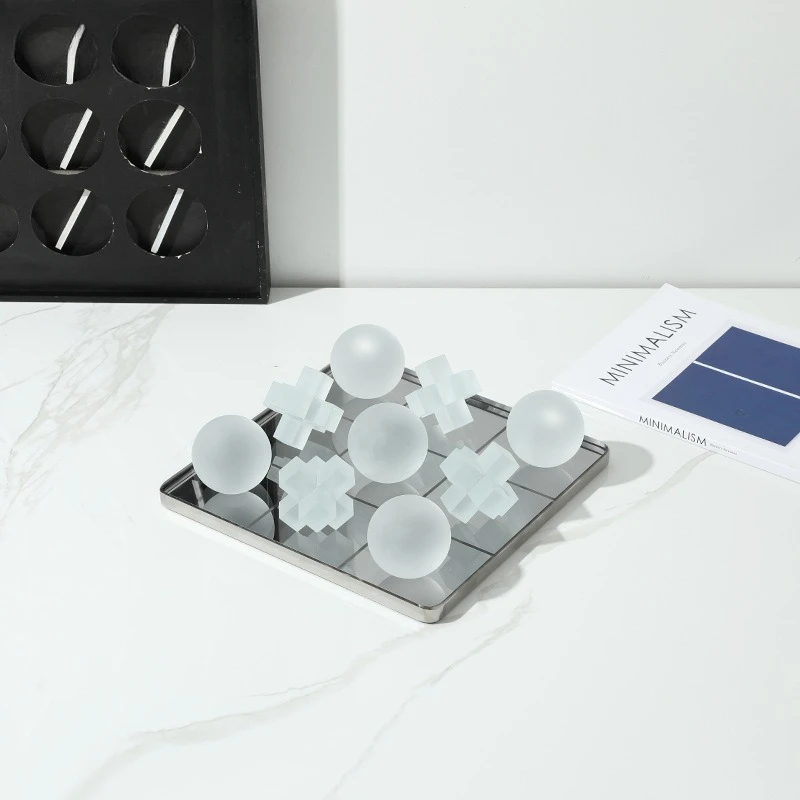 Modern simple square crystal glass chess light luxury ornament exhibition hall villa living room desk high-end soft