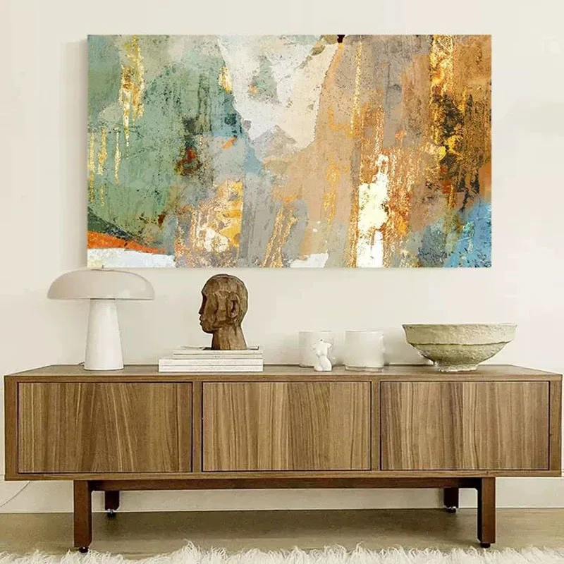 

Customizable Gold Foil Abstract Art Handmade Oil Painting Living Home Decoration Bedroom Dining Room Sofa Background Decoration