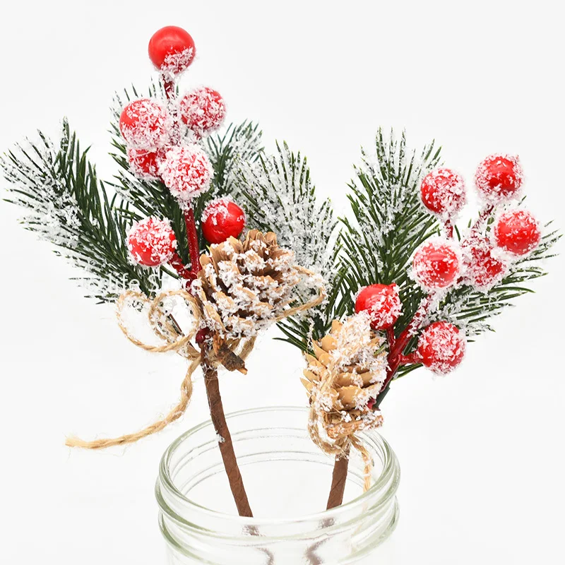 1PCS Christmas Berry Artificial Pine Cone Christmas Garland Decoration Fake Flower Pine Tree Branch DIY Home Party Wedding Decor