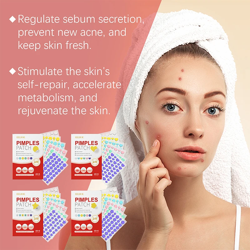 240pcs Salicylic Acid Acne PatchesStar Pimple Patch Acne Colorful Invisible Acne Removal Skin Care Stickers Concealer Face Spot