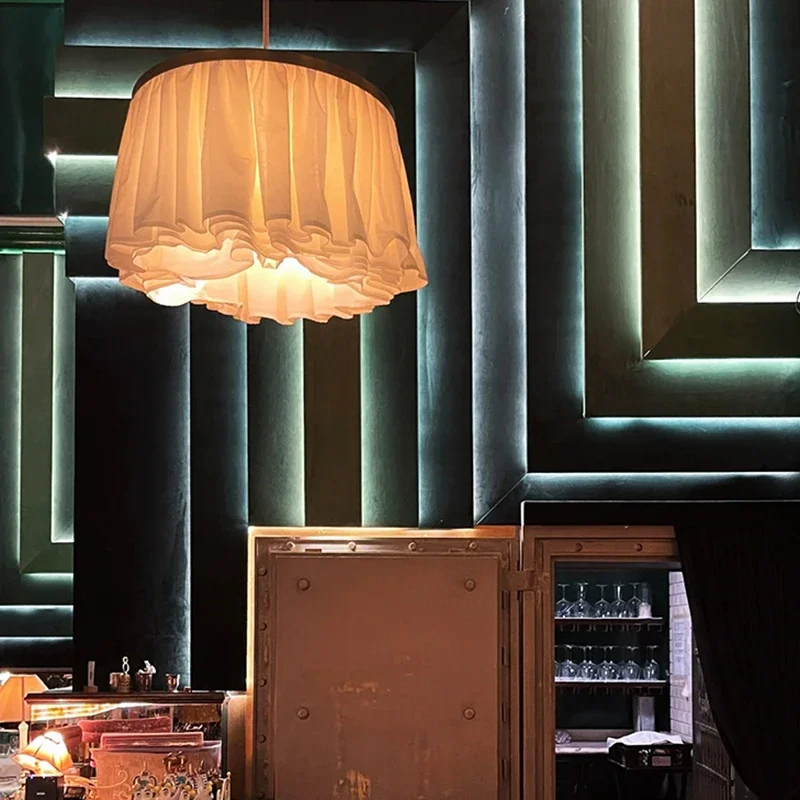 بساطتها وابي سابي الأبيض النسيج قلادة أضواء المعيشة مطعم غرفة نوم ديكور المنزل LED مصباح معلق تركيبات الإضاءة الداخلية