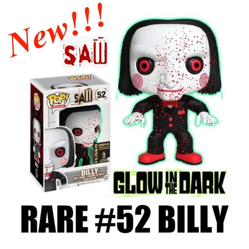 FUNKO POP  MOVIES SAW Toys BILLY #52 Luminous Vinyl Doll Action Figures Collectible Models For Children Gift