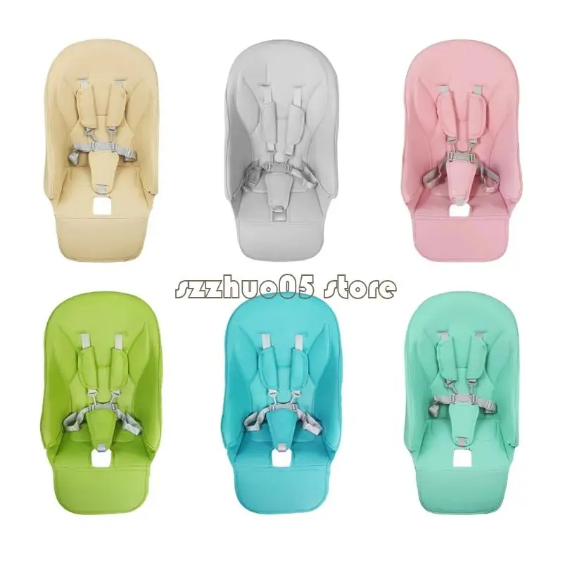 

M3GE Baby Chair Cushion Mat Set PU Leather Pad with 5-Point Harness Safety Belt