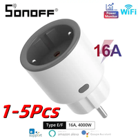 1-5Pcs SONOFF S60 EU WiFi Socket Smart Home Plug Power Monitor Outlet Voice/eWeLink Remote Control Alexa Google Home SmartThings