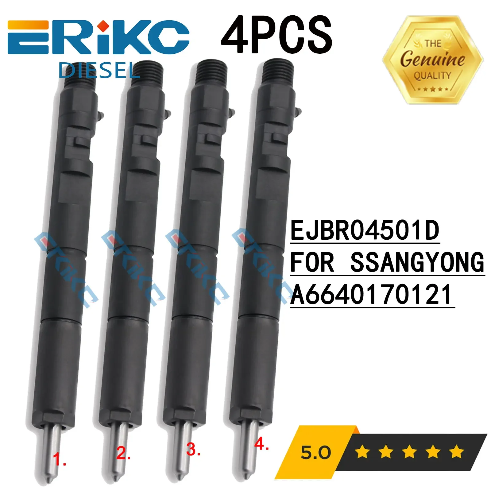 

4PCS 4501D Diesel Common Rail Injector Nozzle Assy EJBR04501D A6640170121 EJB R04501D for Sangyong Kyron Actyon 6640170121
