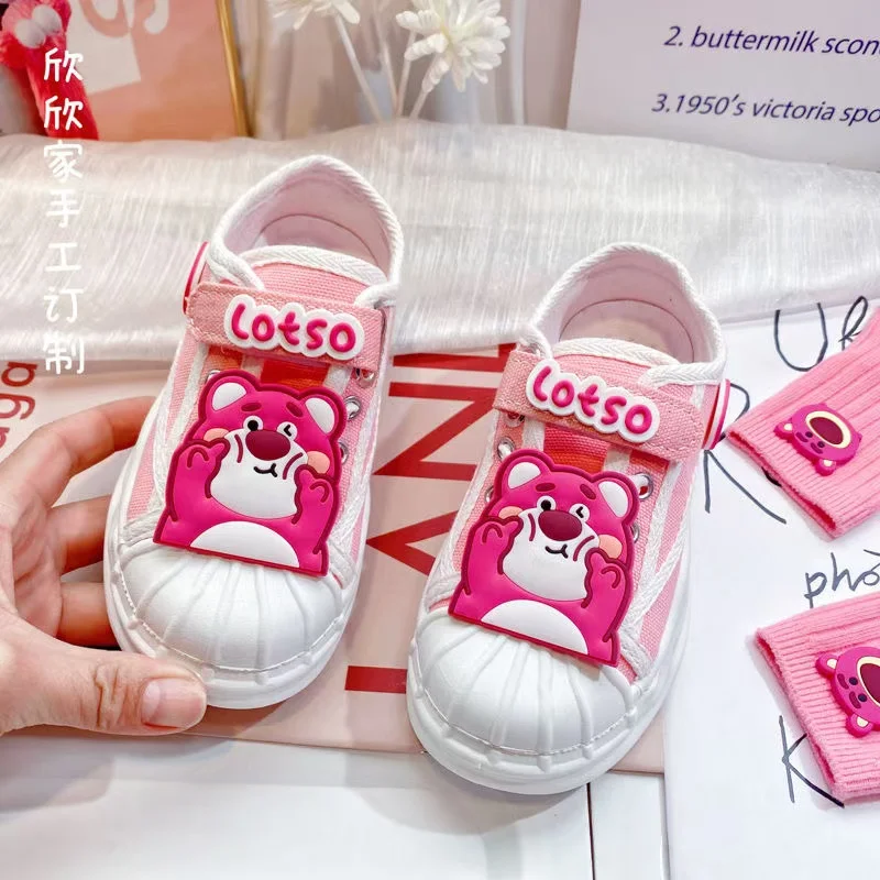 Strawberry Bear Huggin Losto real photo new drop shipping Girls' Small Fashion Children's Cartoon kids child women causel shoes