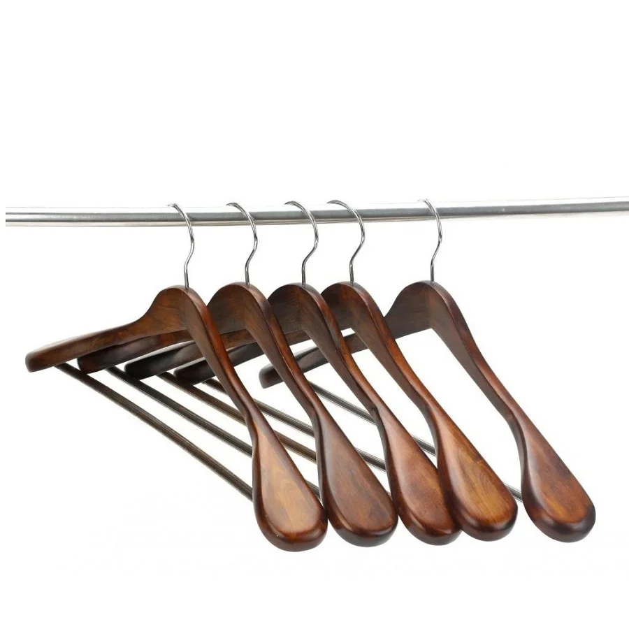 Extra-Wide Shoulder Suit Hangers, Wood Clothing Hangers for Closet Collection, Retro Finish (5 pieces/ lot)