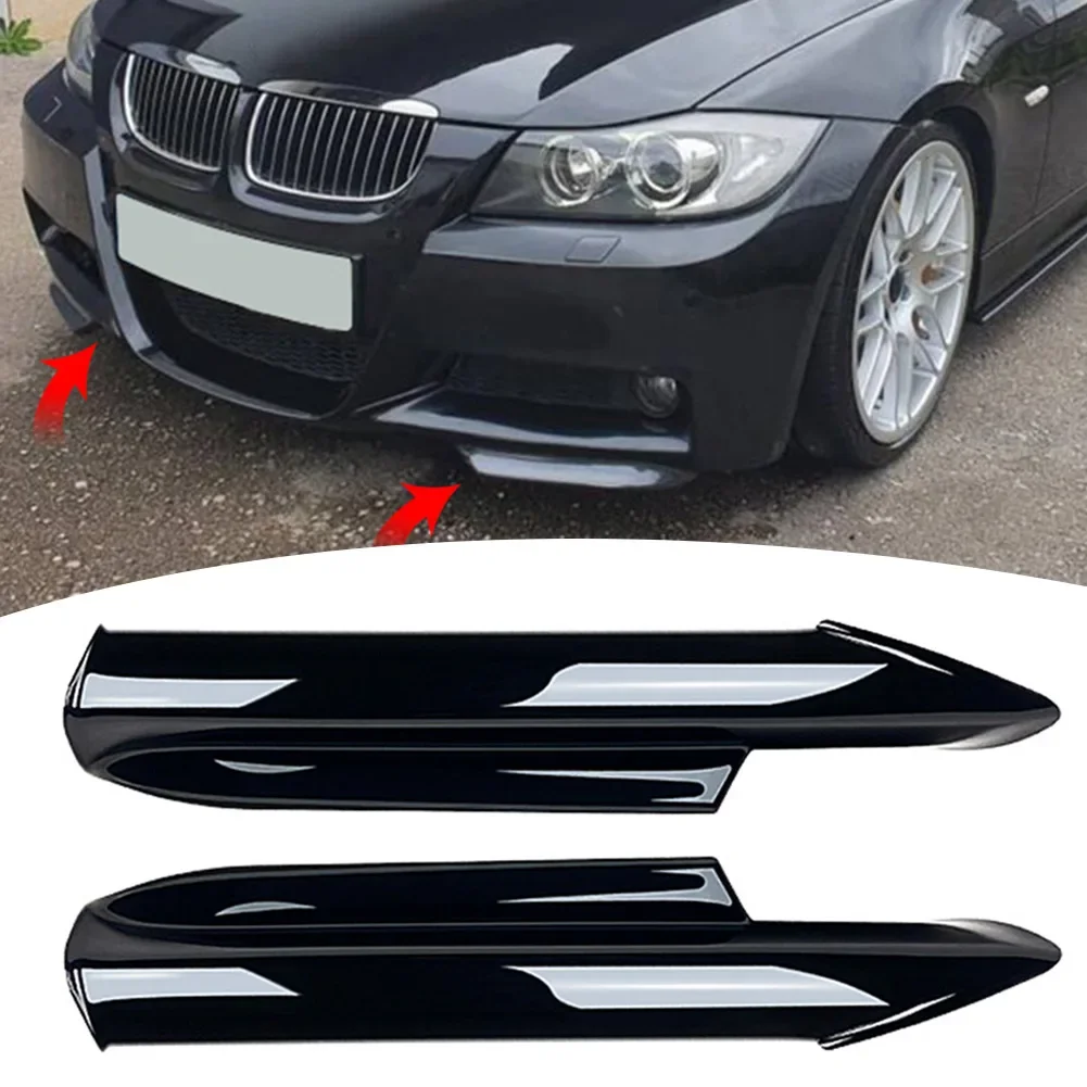 2x Front Bumper Lip Splitter Flap For BMW 3 Series E90 E91 320i 330i 2005-2008 Bumper Splitter Strip Plastic Replacement