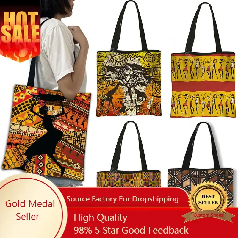 African Women Style Handbag Afro LadiesTraditional Printing Top-Handle Bags for Females Shopping Bag Girls Shoulder Tote Bag