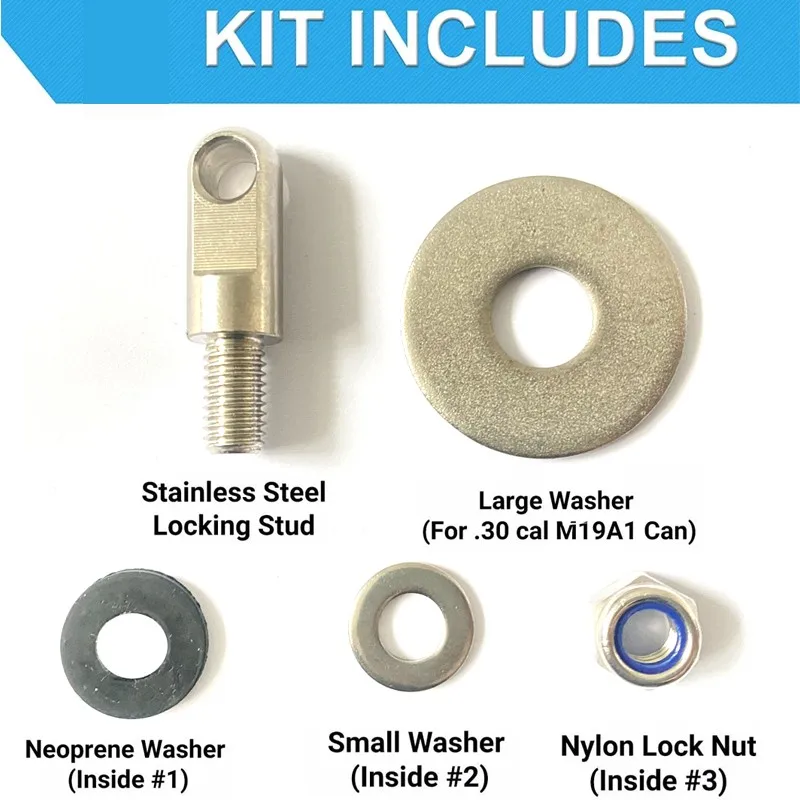 Munition kann Box Lock Hardware Kit Stahl für 50 Cal Fat 50 30 Cal Metall Munition Fall Lock Hardware Schrauben Sets für Geld Bullet Safe Box – Detail 3