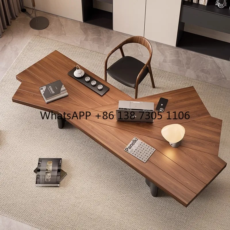 

Medieval style solid wood desk creative boss table president's office reception negotiation table and chair group