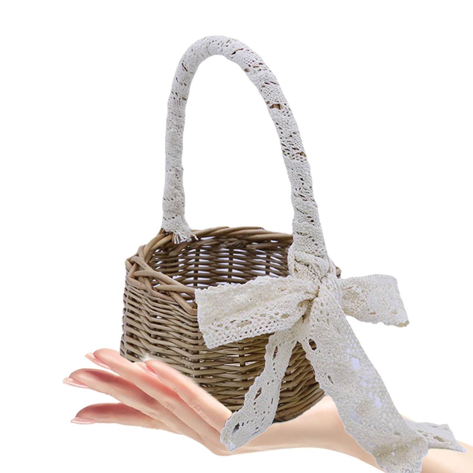 

1Pcs Woven Rattan Flower Basket Handmade Plant Container for Home Decor Living Room Bedroom Office Storage Gift