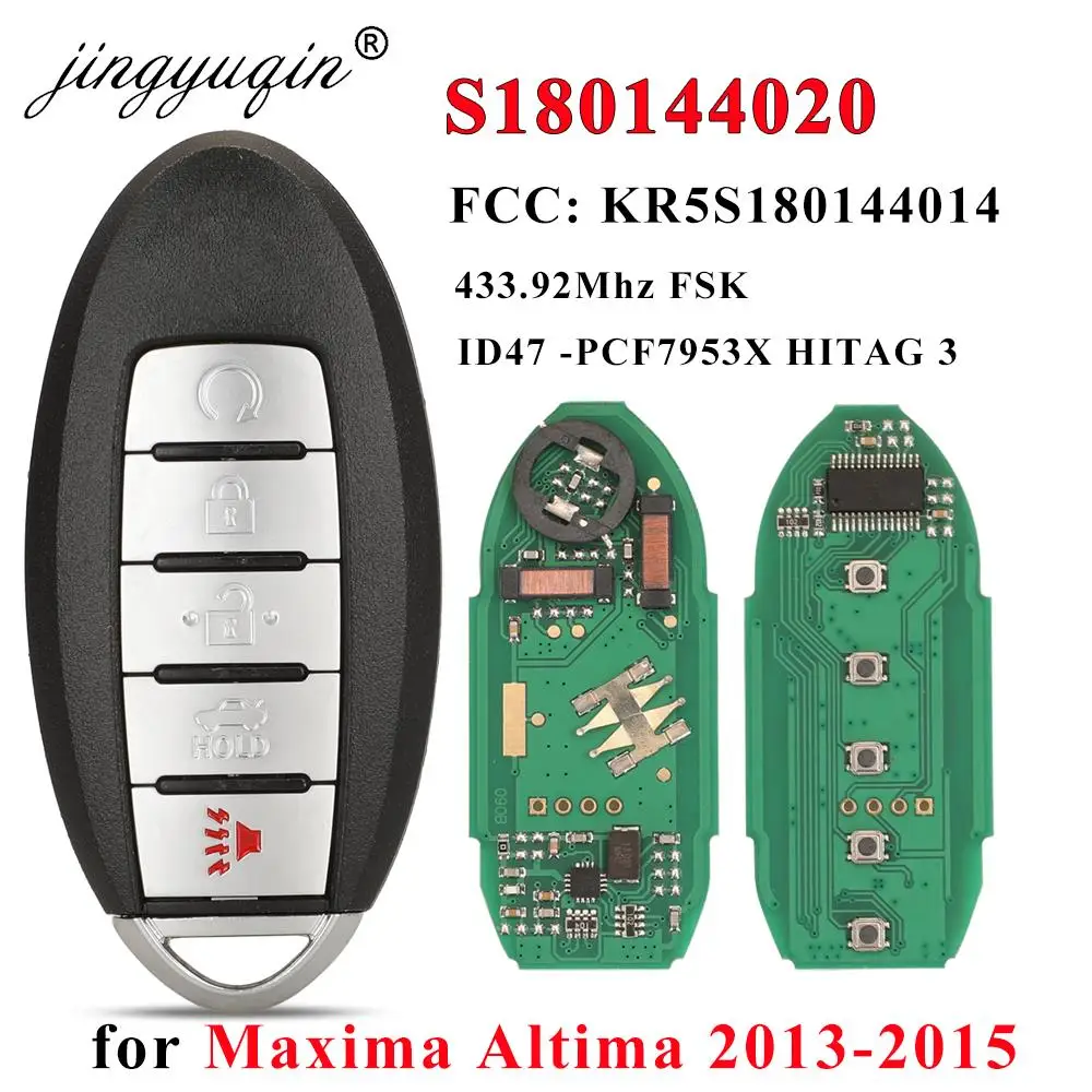 S180144020 Prox inteligentny pilot z kluczykiem samochodowym 433MHz ID47 dla Nissan Altima Maxima 2013 2014 2015 KR5S180144014 bezkluczykowy