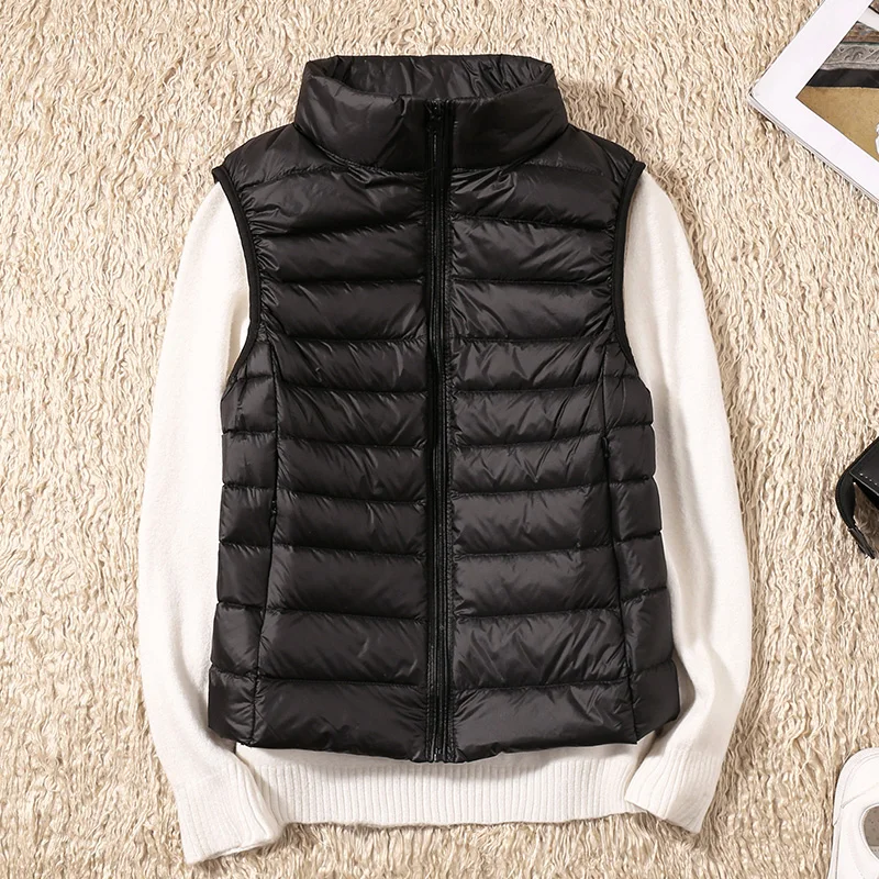 

Windproof Warm Waistcoat Portable New Women Sleeveless Women's Ultra Light Down Vests Slim Jacket Girl Gilet Plus Lightweight