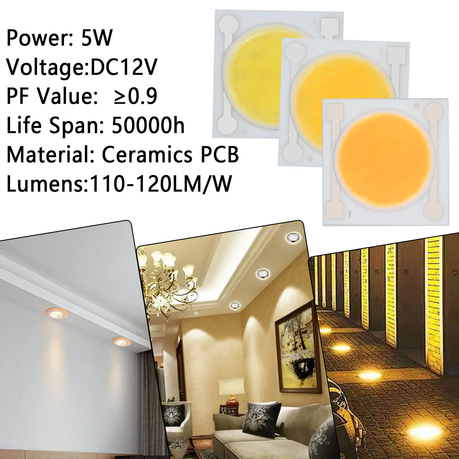 10 pcs High Brightness Ceramics PCB LED COB Chip 5W DC12V  Smart IC Light Lumens LED Chip Beads DIY For LED Spotlight Floodlight