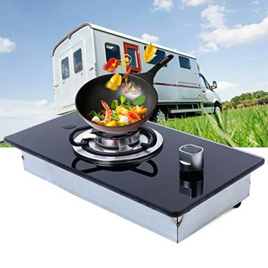 

Портативная газовая плита для кемпинга на колесах, приготовления пищи на открытом воздухе с мощностью LPG 1,8 кВт, поверхность из закаленного стекла, автоматическое зажигание, безопасное отключение Fea
