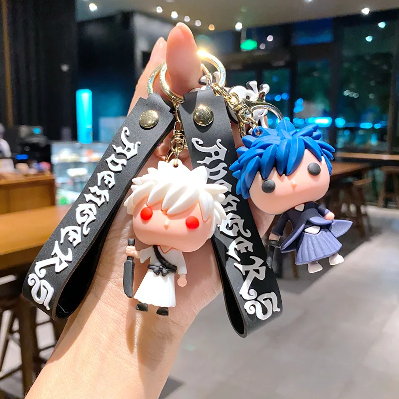 Anime bonito boneca lixívia chaveiro kurosaki ichigo cosplay chaveiro pingente de silicone carro mochila chave feminino amigos presente