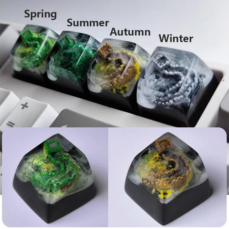 Mechanical Keyboard DIY Customized Resin Keycap Craftsman Male ESC Key Gift Four Seasons Great Wall Transparent Keycap