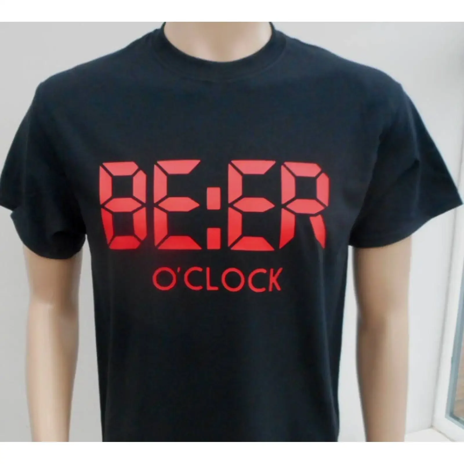Funny BEER O'CLOCK Slogan Cotton T Shirt Loose Fit Novelty for Lager Lovers Birthday Christmas Casual vintage Washed homme