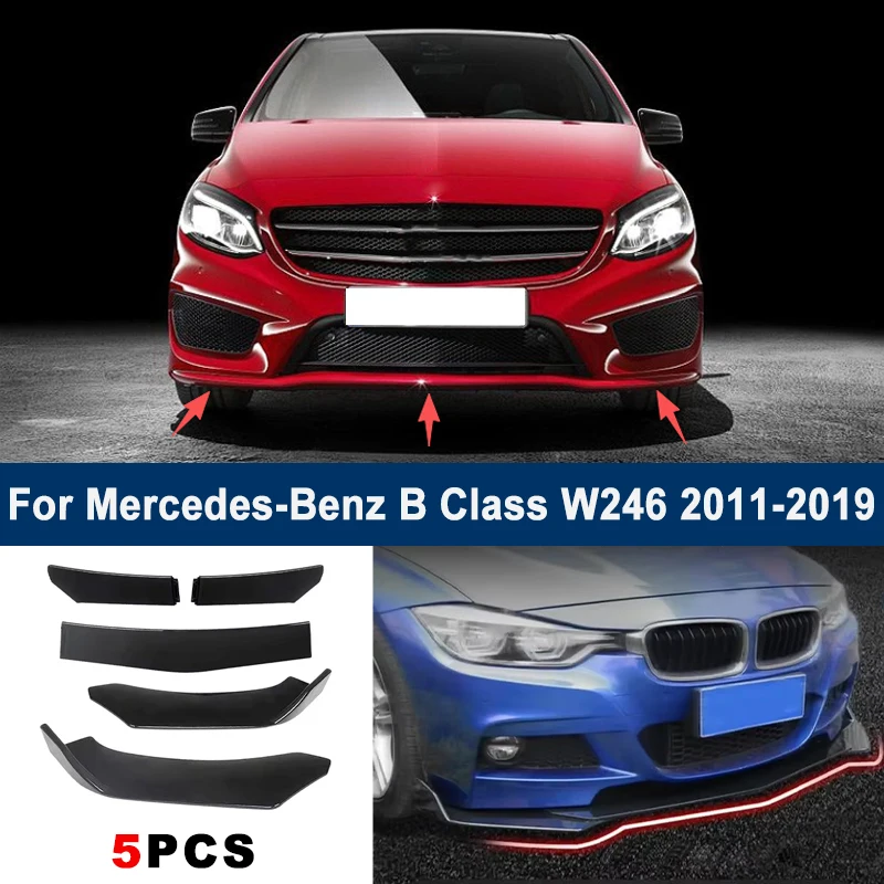 For Mercedes-Benz B Class W246 2011-2019 model, adjustable 5PCS front bumper lip spoiler protection decorative kit, car body kit