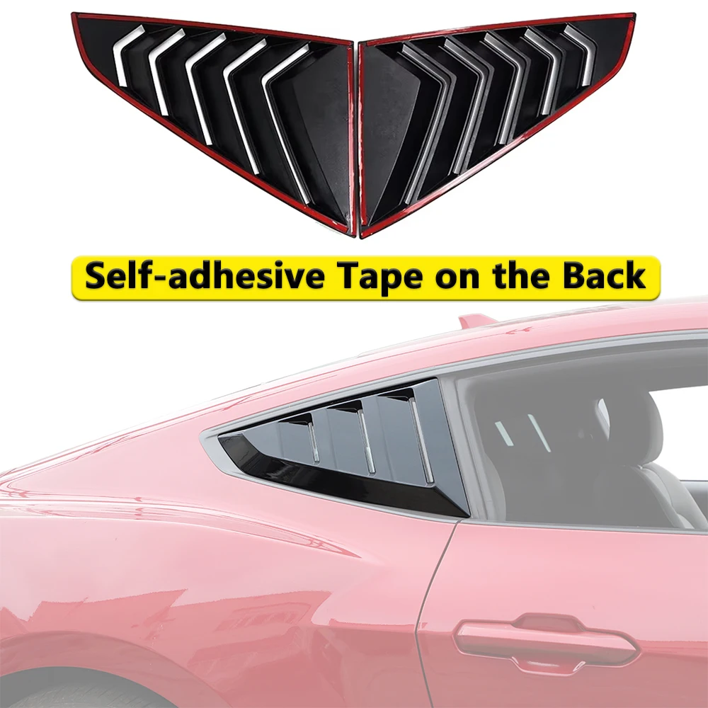 Side Window Blind Vent Louver Decoration Cover Trim for Ford Mustang 2024 Quarter Window Trim Car Exterior Accessories ABS Black