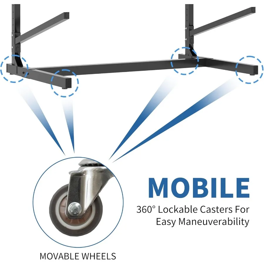 رف تخزين كاياك لـ 3 قوارب الكاياك رف كاياك قائم بذاته مع عجلات معدنية حامل كاياك داخلي رف تخزين المرآب عالي التحمل لـ