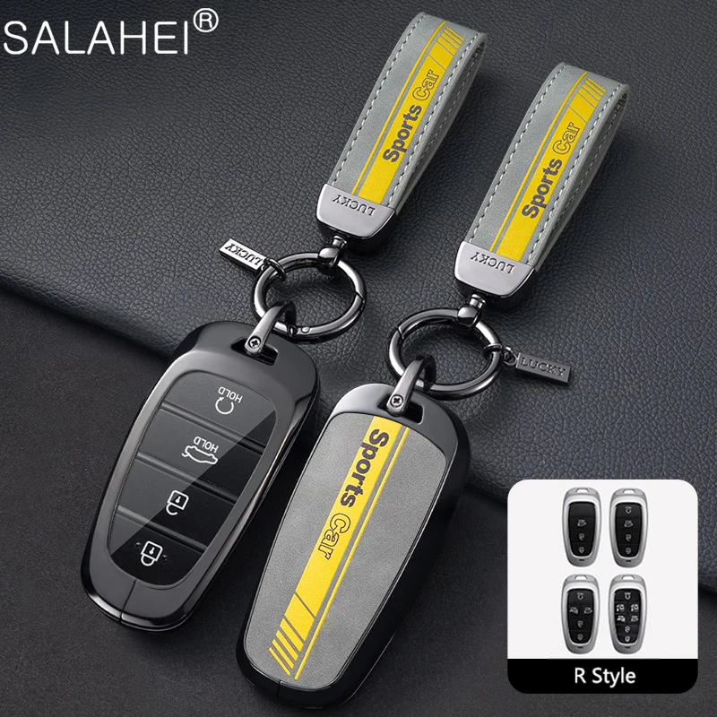 Racing Style Car Remote Car Key Case for Hyundai Sonata Nexo DN8 Santa Fe TM Tucson NX4 Staria Ioniq Shell Holder 2020 2021 2022