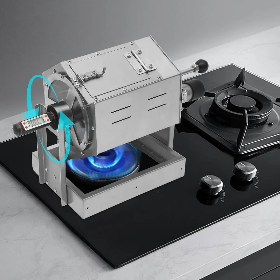 محمصة حبوب البن من نوع طبلة الغاز مع سرعة قابلة للتعديل من 5 إلى 59 دورة في الدقيقة للاستخدام المنزلي والتجاري سعة 300-1200 جرام #2