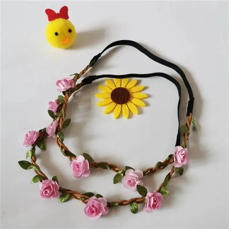 Ladies Seaside Vacation Bohemian Style Plum Blossom Elastic Headdress Headband Bridal Flower Braid Garland Beautiful Hairband