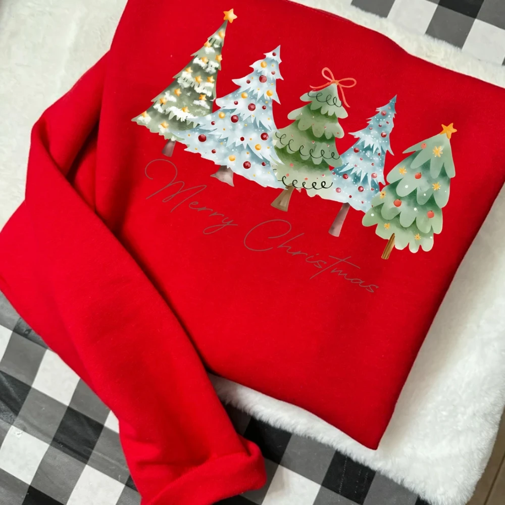 Merry Christmas Sweatshirt Casual Crewneck Long Sleeve Pullover Tops Cute Holiday Sweatshirt Season Xmas Gifts Women\'s Clothing