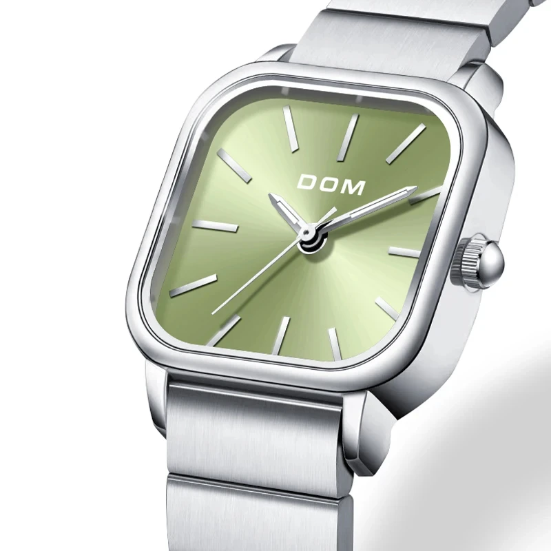 

Dom brand Goddess Watch quartz watch Fashion Light luxury steel belt waterproof watch green Simple G-1721D-3M