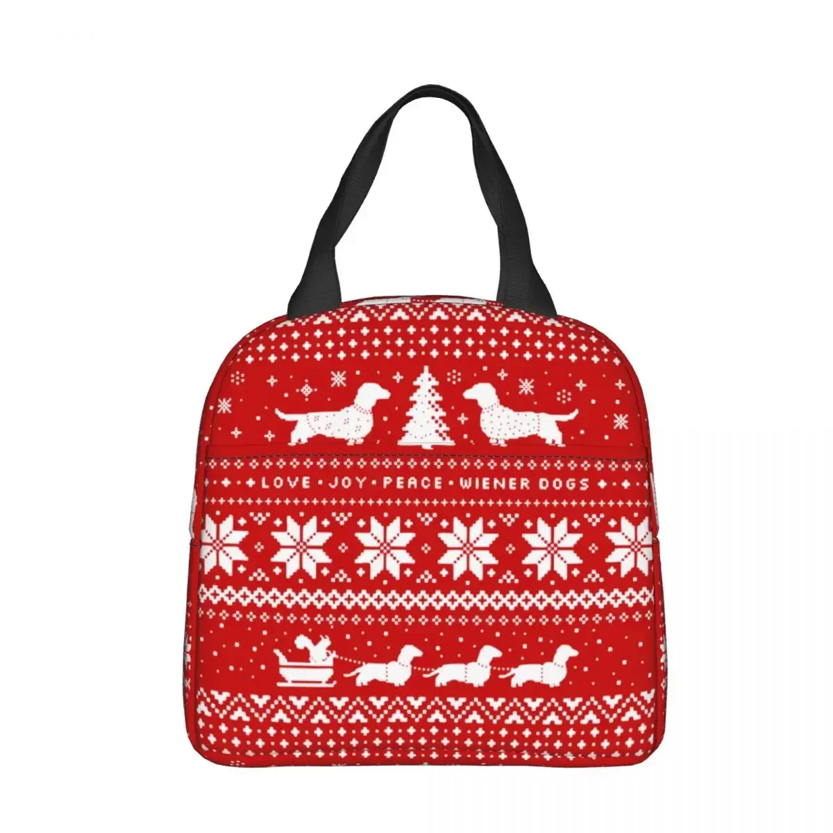 Dachshunds-Camisola do Natal Isolados Lunch Bags, Leakproof Lunch Container, Cooler Bag, Escola, Outdoor Food Bolsas