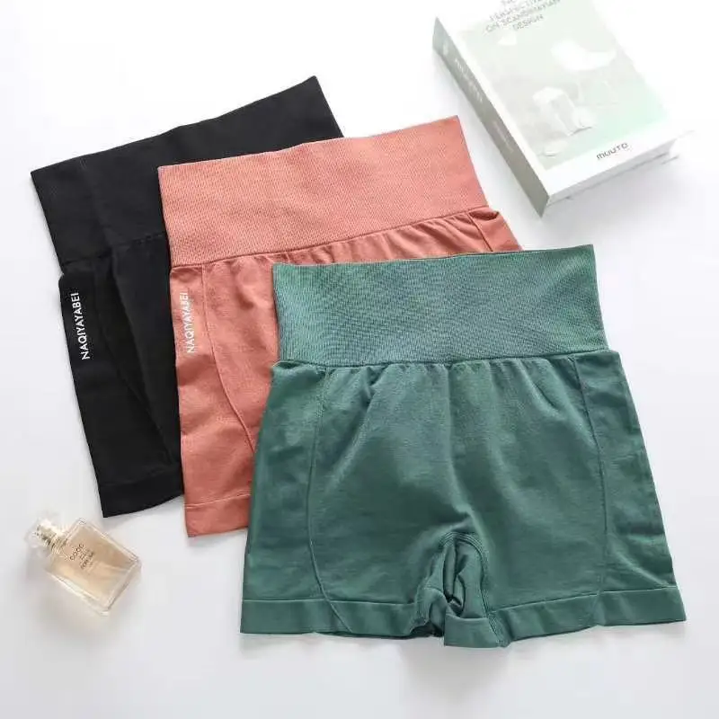 Shorts esportivos femininos sem costura de cintura alta, leggings casuais femininos, monocromáticos, magros, fitness, push up, ginásio, novo