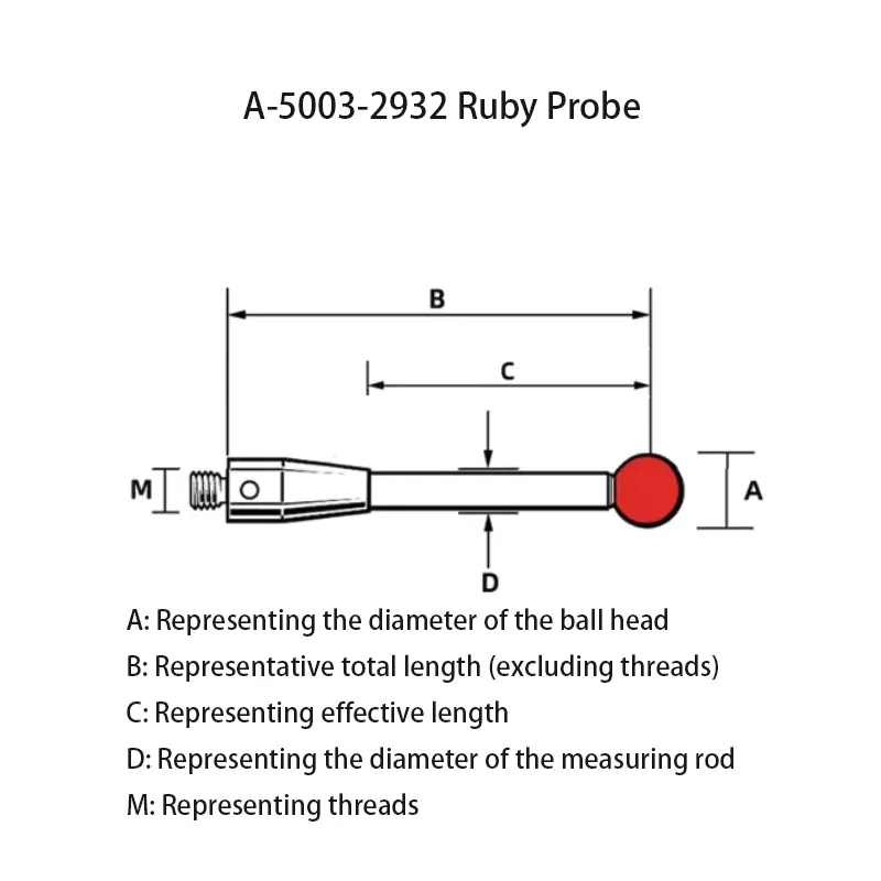 M4 Ruby A-5003-2932 CNC Machine Tool Three coordinate Measuring Needle Measuring Probe Precise Measurement Probe