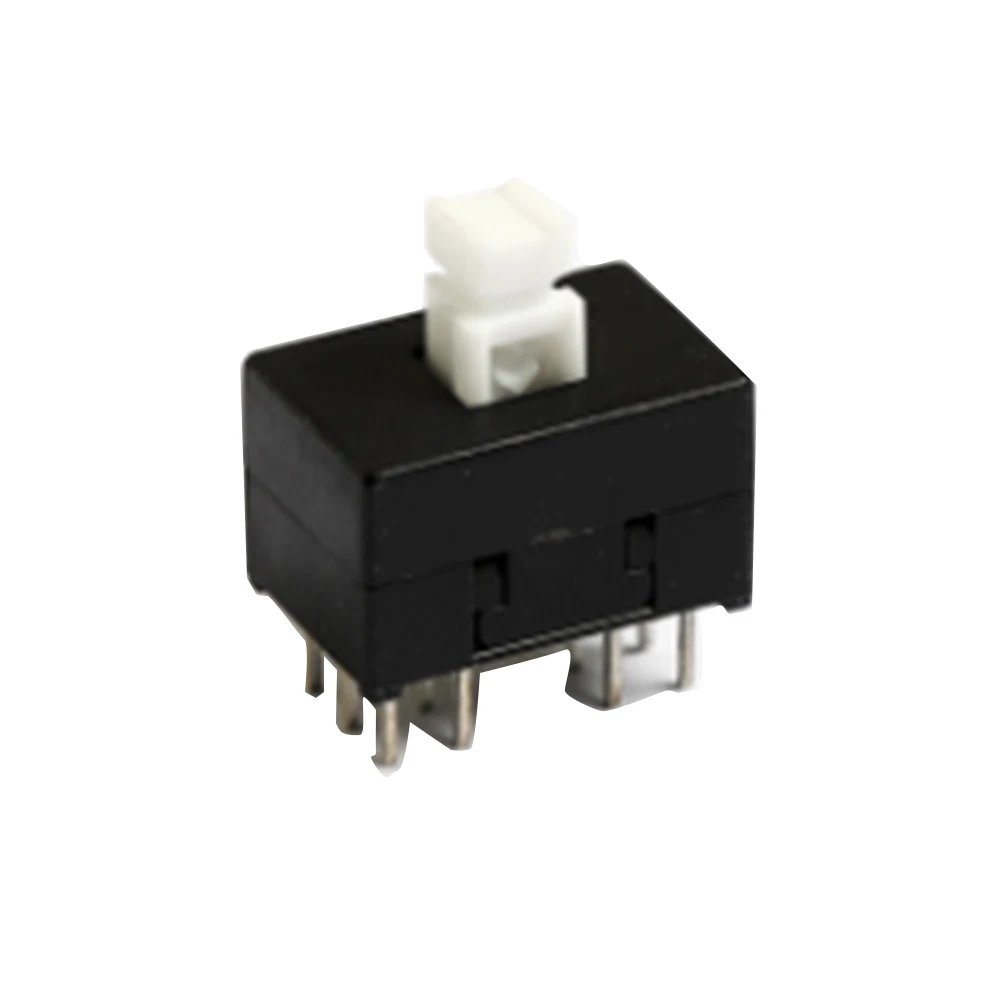 10Pcs DC30V/0.1A Multifunctional Mini Switch Double Row 12 pins self-locking 8.5x8.5x13mm Square Head Black Dual Control Button