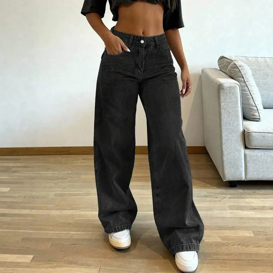 Pants Denim Pant Women Jeans Vintage Loose High Waist Straight Trousers Outerwear Washed Y2k Streetwear Work Casual 2026 Autumn