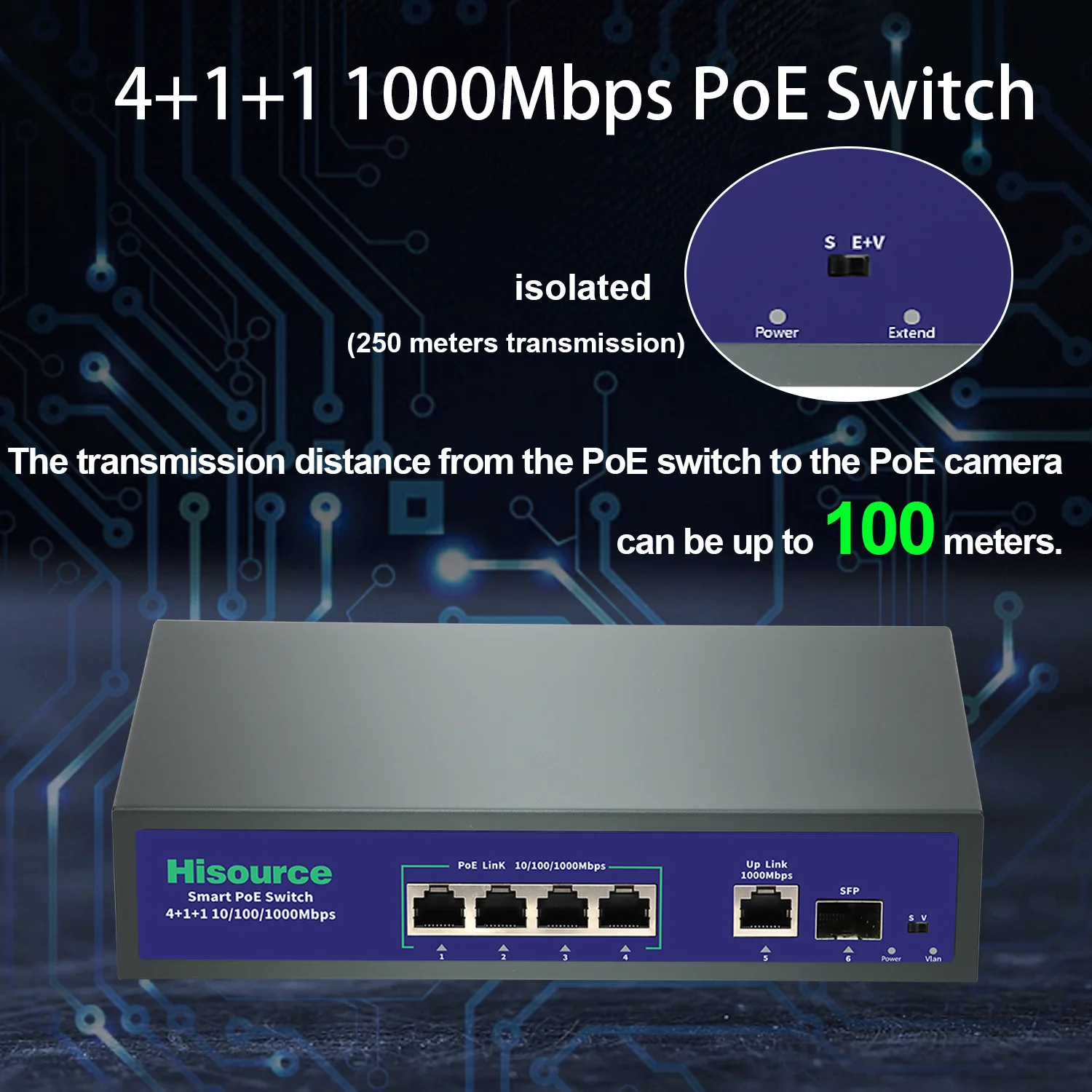 Hisource 4 8 Full Gigabit Port POE Switch  Active 48V Supply Ethernet 100/1000Mbps Nerwork Switch for IPC/NVR