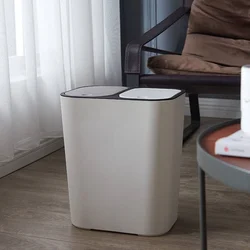 Kitchen Trash Can with Lid Household Classified Dry and Wet Separation Garbage Basket (15l ) Bin Home Wastebasket Bins