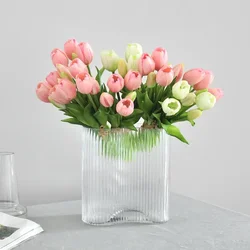 25CM Ins Style Short Pole Tulip Artificial Bouquet Home Living Room Decoration Photography Prop Soft Rubber Tulip