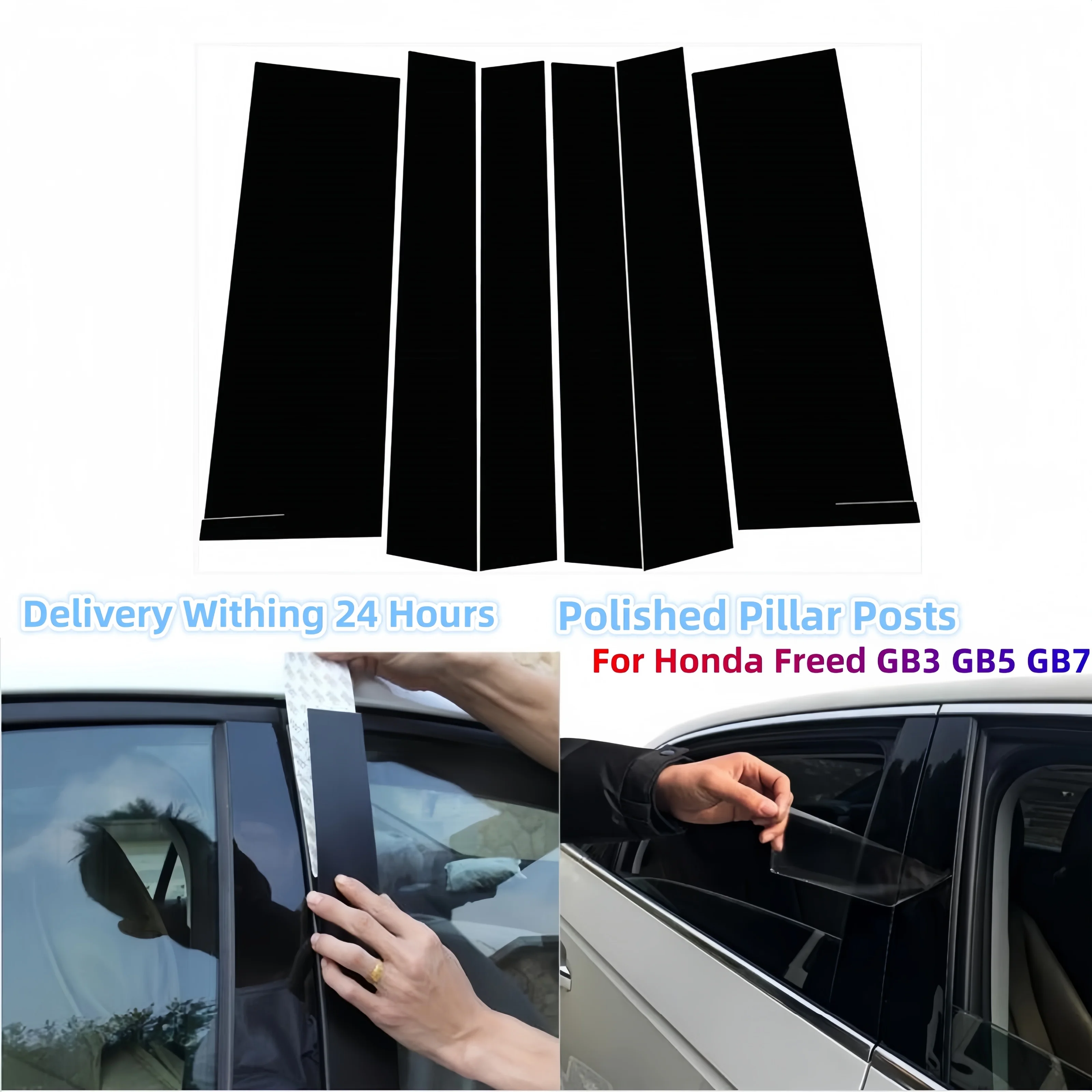 6PCS Car Window Trim Cover BC Column Sticker For Honda Freed GB3 GB5 GB7 GB8 Polished Pillar Posts Exterior Pegatinas De Coche