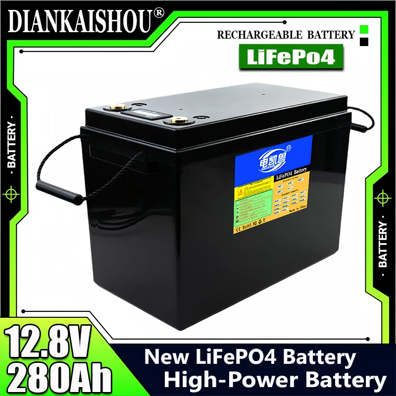 New 12V 280Ah LiFePo4 Battery Pack+14.6V 20A charger for 4S 12.8V RV golf cart Boat Motors Inverter Solar Powerlar Wind battery