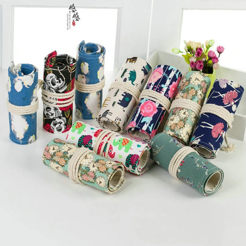 

36/48/72 Hole Roll Pen Curtain Folding Pencil Case, Multifunctional Pencil Bag Colored Pencil Holder, Stationery School Supplies