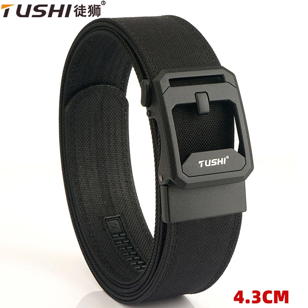 TUSHI 1.7 inch Hard Tactical Belt for Men Automatic Buckle IPSC Gun Belt 1100D Nylon military Belt Outdoor Sports Girdle Male