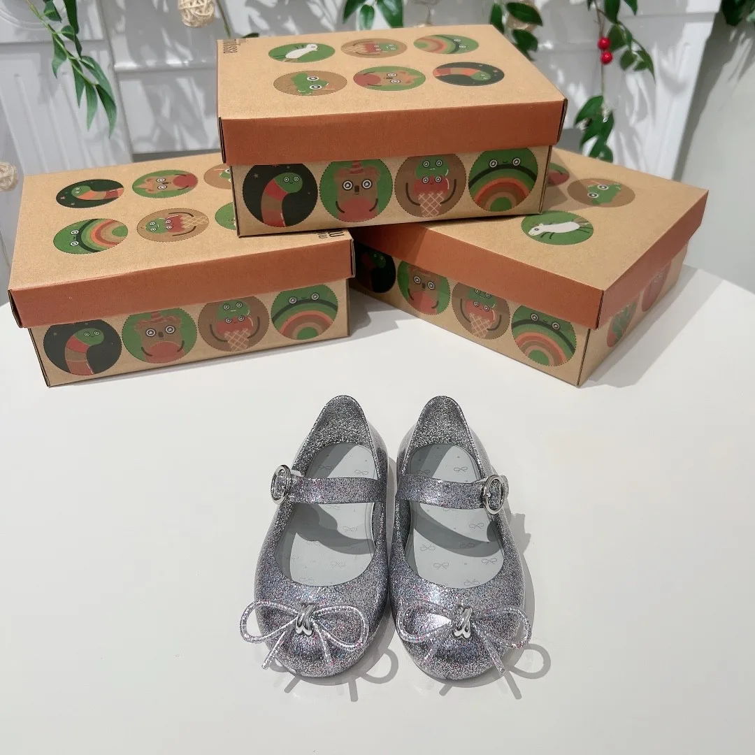 Scarpe da gelatina per bambini retrò Moda per bambini Piccolo fiocco Ragazza Scarpe basse singole Ragazza Sandali estivi classici HMI102