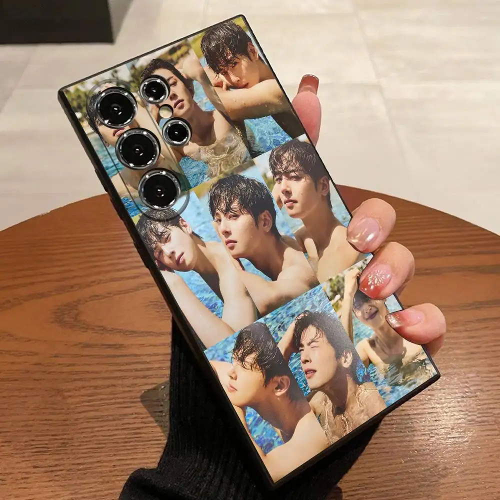 C-cha Eun woo EunWoo coque de téléphone pour Samsung S25, S24, S21, S22, S23, S30, Ultra, S20, Plus, Fe, Lite, 5G couverture noire