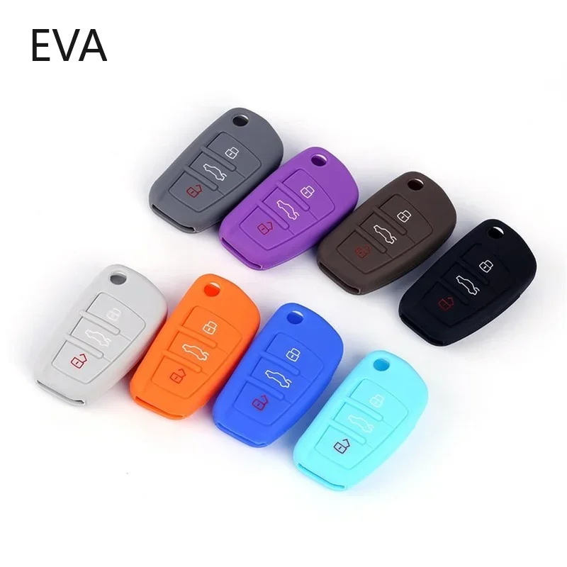 Car Key Case Cover Protector Flip Car Key Case Shell Fob Shell Silicone Skin Holder for Audi A3 Q2L Q3 S3 RS3 A4 A6 A6L A8 Q7