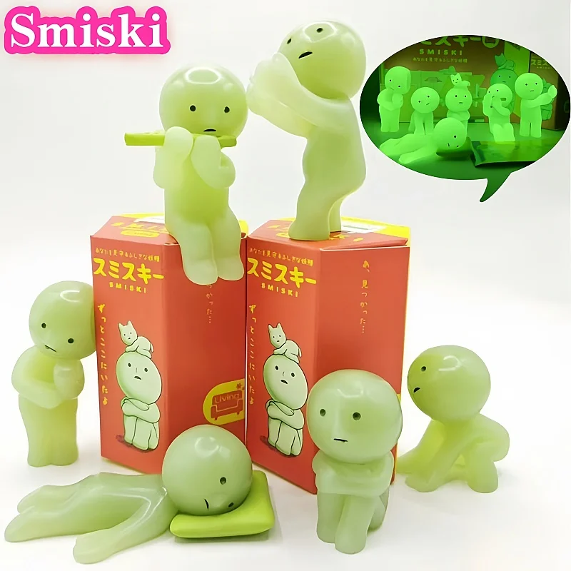 

Sonny Angel Smiski Work Serie Mystery Cute Noctilucent Green Doll Action Figures Cartoon Desktop Blind Box Gift Doll Model Toys