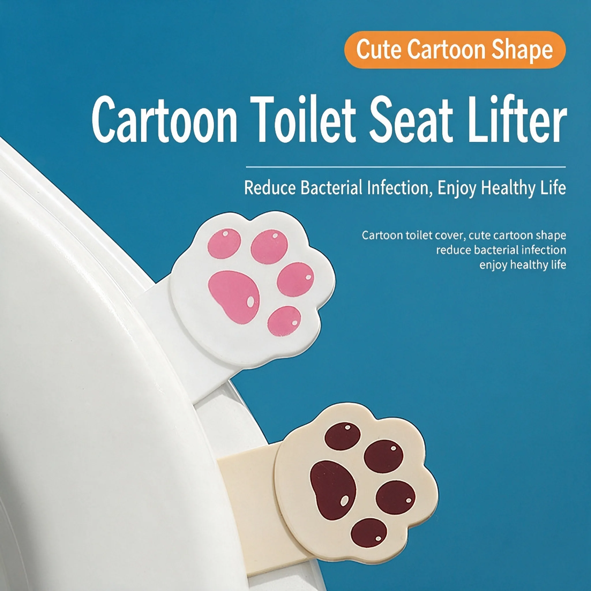 Cute Cartoon Cat Paw Toilet Seat Lifter Plastic Hands‑Free Toilet Cover Opener Portable Hygienic Bathroom Household Accessory