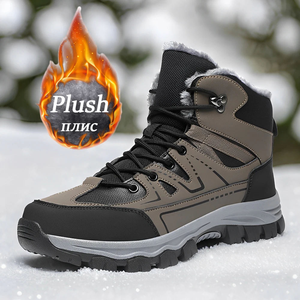 

Ботинки мужские Высокие ботинки мужская повседневная обувь модные уличные кроссовки мужские нескользящие ботильоны на шнуровке плюшевые зимние ботинки рабочая обувь