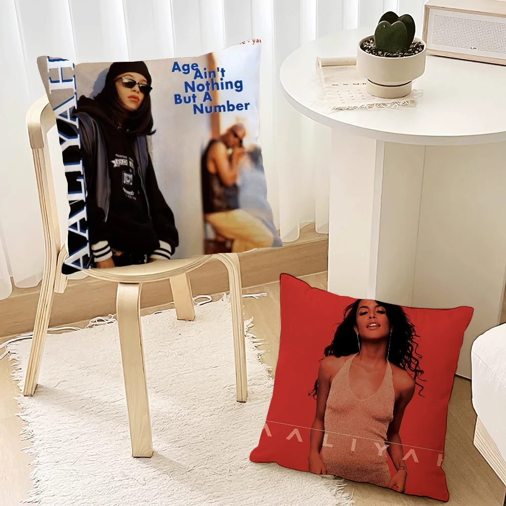 American singer a-aaliyah Pillow Case Living Room Accent Couch Back Support Square Lounge Restful Nap Companion ﻿